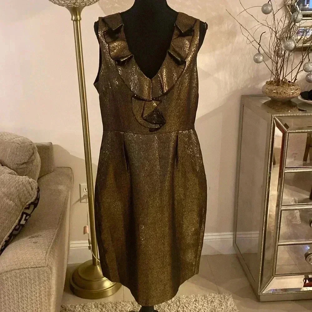 Kate Spade ♠️ metallic gold dress size 14